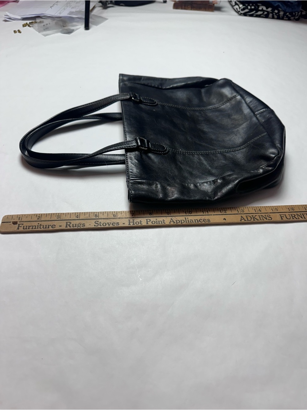 Timeless black leather tote from Adrienne Vittadini. Smooth leather - Picture 9 of 11